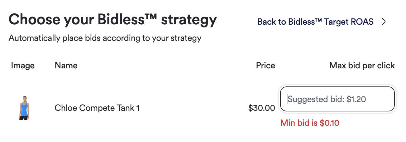 Screenshot of reserve prices for listings.