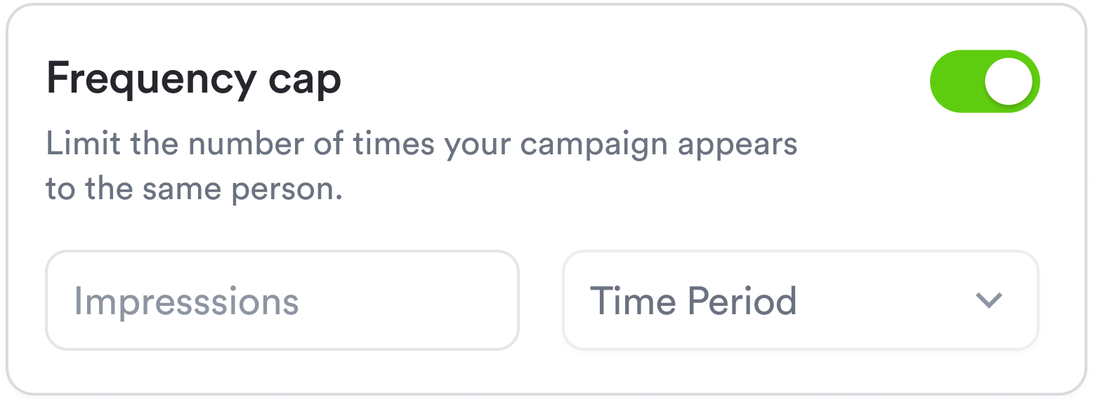 Frequency cap configuration during sponsored listings campaign creation